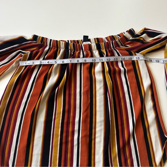 Windsor Striped Off-Shoulder Blouse Orange, Brown and Black - Medium - Picture 4 of 10